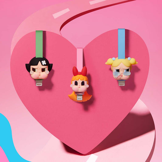 CRYBABY * Powerpuff Girls Series-Cable Blind Box CRYBABY x Flying Girl Police Series Data cable phone charging cable Trendy toy peripheral gifts type-C iphone