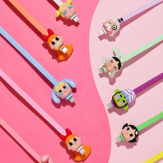 CRYBABY * Powerpuff Girls Series-Cable Blind Box CRYBABY x Flying Girl Police Series Data cable phone charging cable Trendy toy peripheral gifts type-C iphone