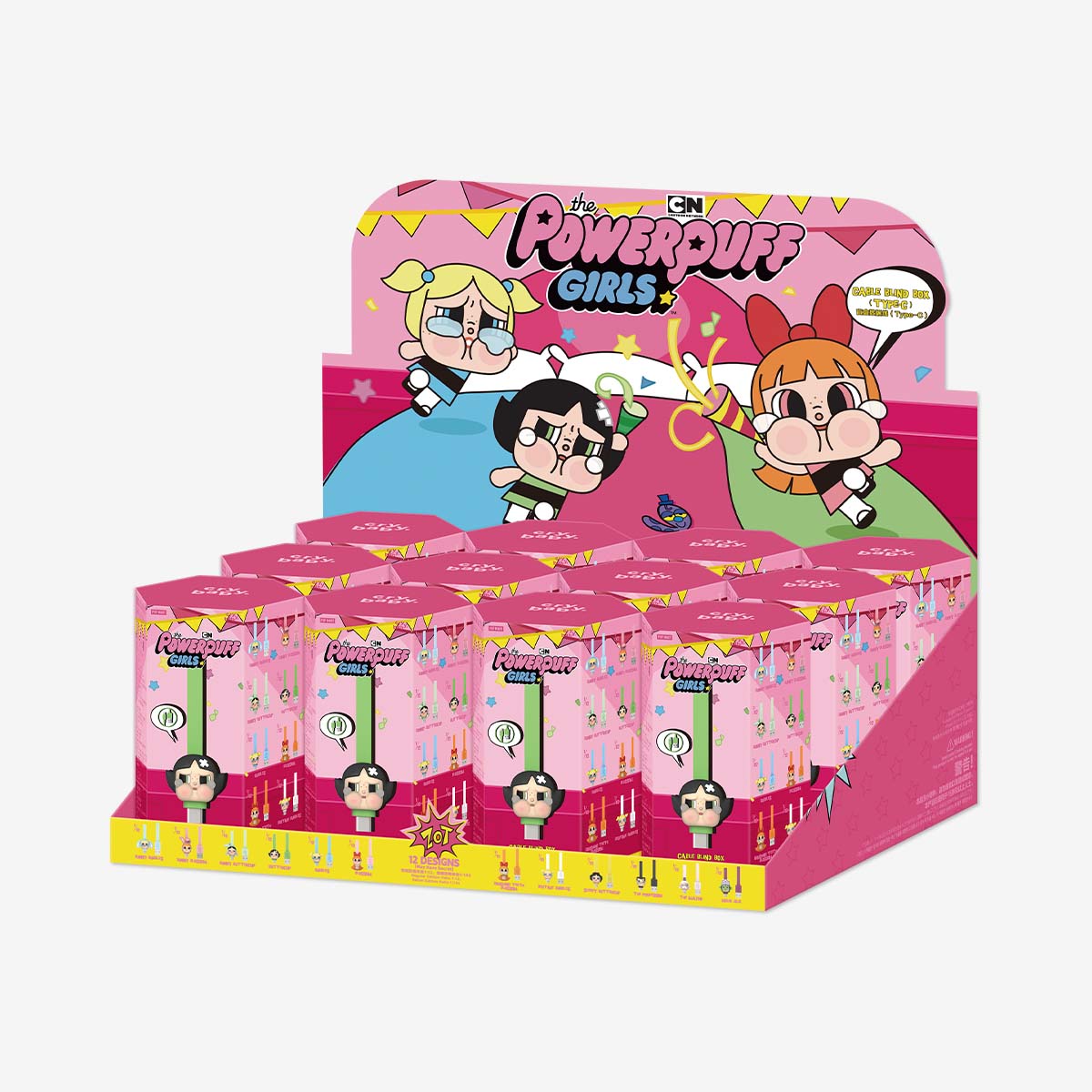 CRYBABY * Powerpuff Girls Series-Cable Blind Box CRYBABY x Flying Girl Police Series Data cable phone charging cable Trendy toy peripheral gifts type-C iphone