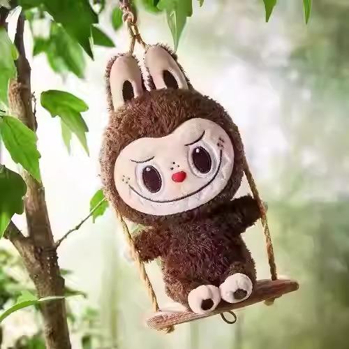 Labubu City Park wood workshop series swing plush pendant blind box labubu